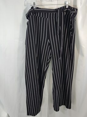Terra & Sky Black and White Pinstripe Wide Leg Pants